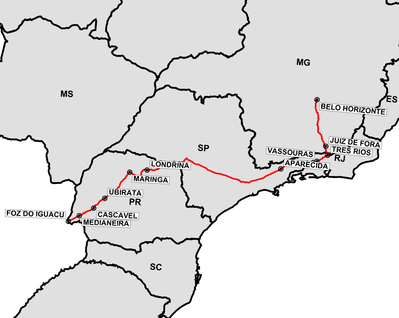 P á g i n a 3.336 3.88.1 Caracterização Física da Linha A linha entre as cidades de FOZ DO IGUACU/PR e BELO HORIZONTE/MG possui extensão de 1821,91 km e está inserida no(s) Lote(s) 2 do Grupo 10.