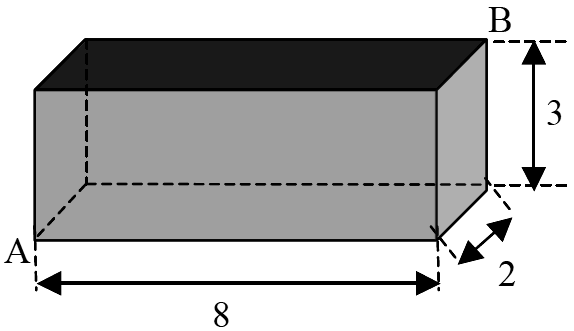 O comprimento da diagonal AB é igual a: a) b) c) d) e) 51 68 77 3 7 4 5 Questão 08 - (UNCISAL/2015) Uma máquina bombeia água num reservatório em formato de paralelepípedo retângulo, com 6 m de