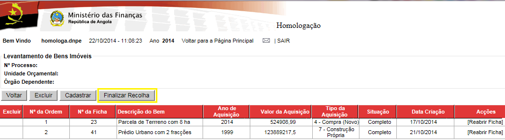 2.18 Após cadastrar todas as Fichas de Levantamento de