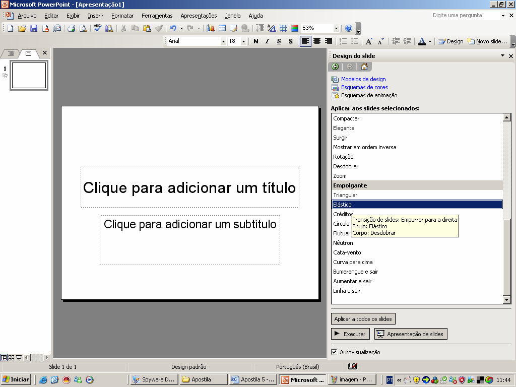 (Figura 5) O passo 6 e o passo 7 serão feitos para cada slide da apresentação.