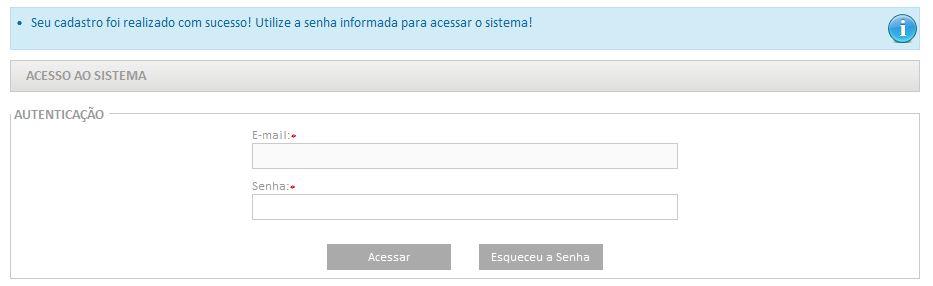 O usuário deverá preencher o formulário da próxima tela, observando os dados obrigatórios.