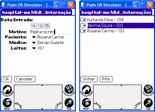 69 Figura 6.4 - Imagens da aplicação sendo executada em um emulador de Palm Na Figura 6.