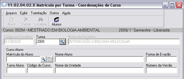 Figura 6.13: Tela apresentada para Localizar Turmas A localização de uma turma pode ser feita por uma das seguintes formas: 1.