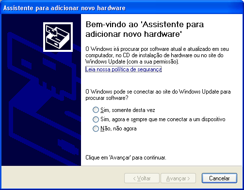 11 Conectando ao PC Assim que o microcontrolador for conectado ao PC, irá aparecer uma mensagem informativa do Windows, conforme a figura 6.