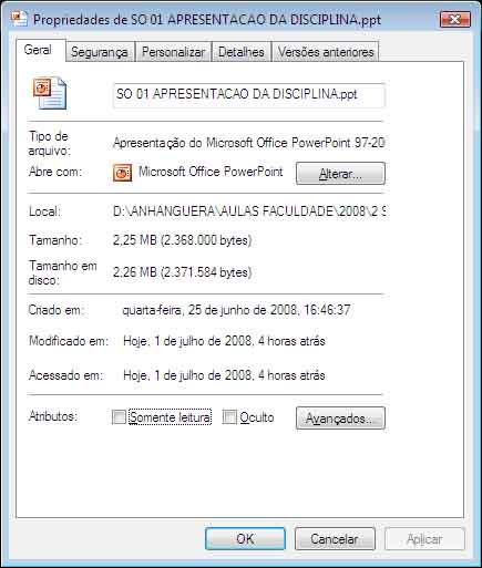 ARQUIVOS -ATRIBUTOS No Windows Propriedades ou MSDOS comando ATTRIB