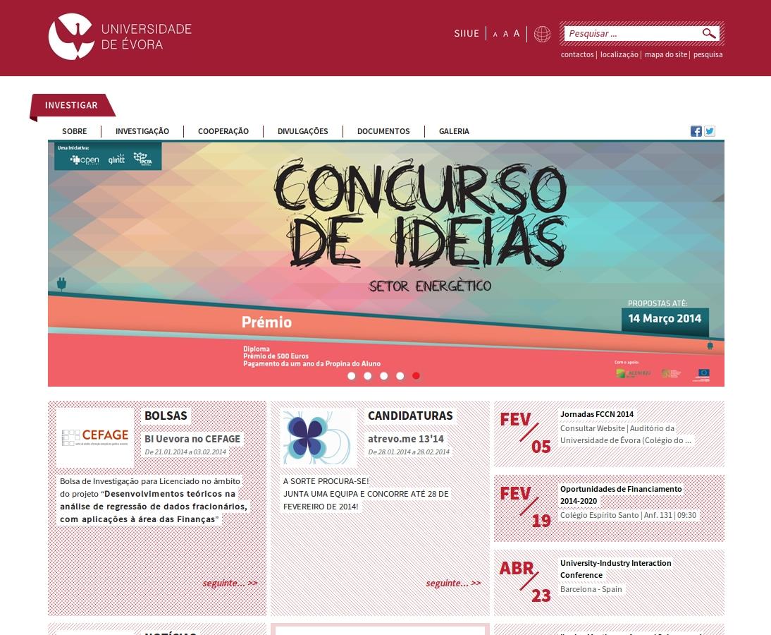 Interfaces de Informação A informação existente no SIIUE é disponibilizada por diversas