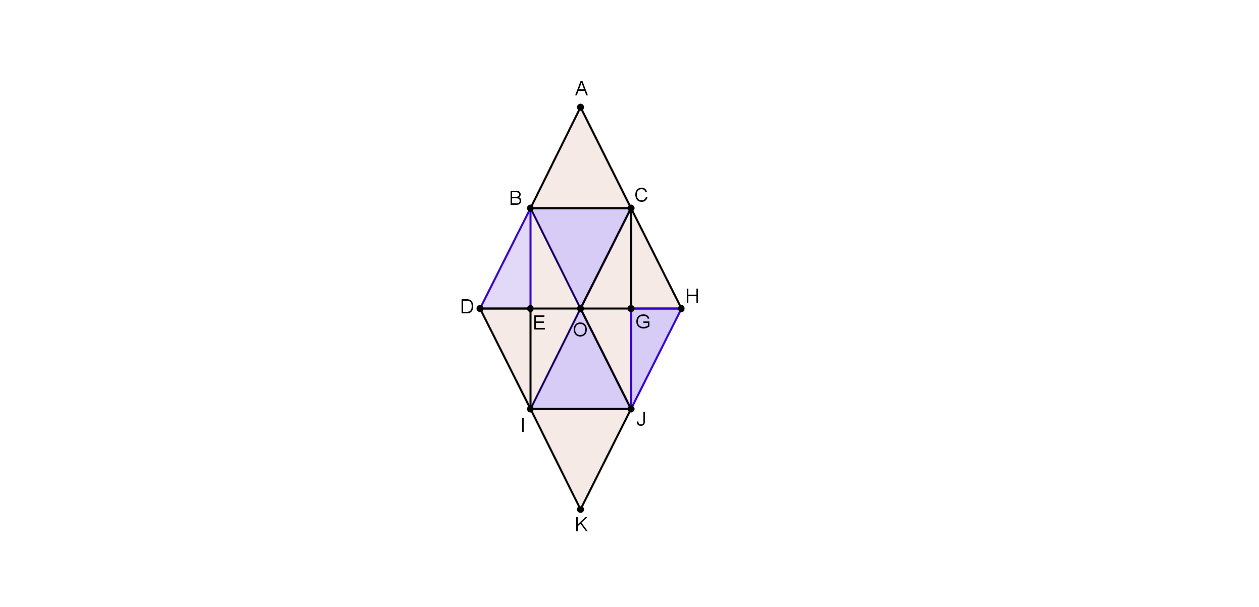 11. Considera a figura ao lado. Qual das seguintes afirmações é verdadeira? A imagem do ponto C por meio de uma rotação de centro O e amplitude +120º é o ponto I.