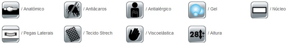 VISOGEL - colchão de núcleo alta densidade -Tecido strech visco gel -Um lado: viscoelástica com gel e capas conforto -Espuma visco 10mm densidade 50kg/m3 gel 1mm 1000kg/m3 -Espuma polieter soft 20mm