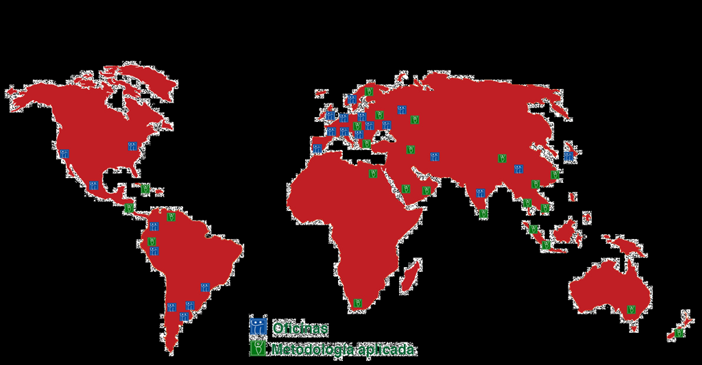 Presença Global 45 países Escritórios em 2010: mais de 5.