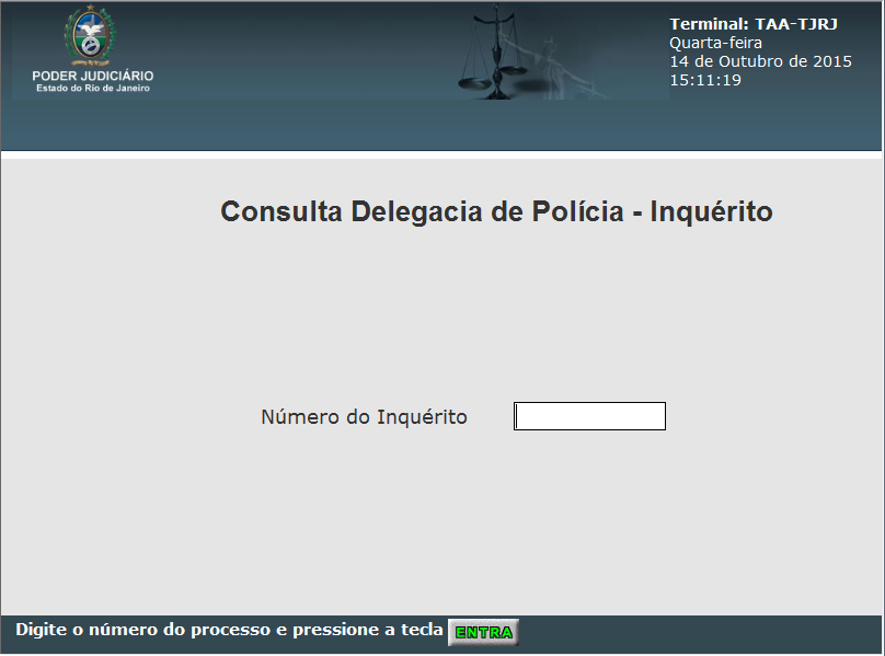 Na consulta por inquérito, preencha o campo com o número do Inquérito Policial Figura 16 Consulta Por