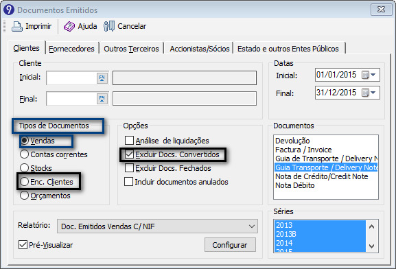 Outros Dados a analisar Sugerimos, também, a análise de algumas listagens que vos permitem ter um melhor controlo da situação comercial da empresa no final do ano.