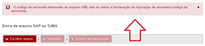 Na página Envio de arquivo DAP ao TJMG, acione o comando Escolher arquivo. Será exibida a janela Importar arquivo XML.