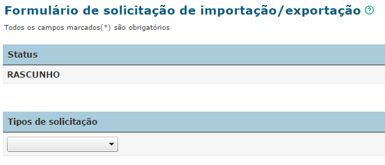 Pedido de Autorização de Importação/Exportação Exibido