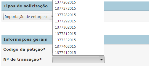 Pedido de Autorização de Importação/Exportação Lista