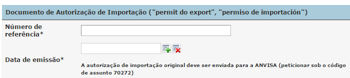 Pedido de Autorização de Importação/Exportação AEX: informar AI estrangeira