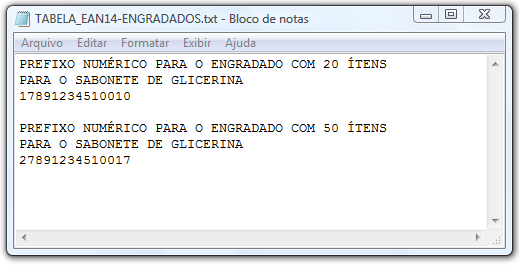 3 PASSO) Note que após clicar na CHAVE, foi criado o seu Código de Barras EAN-14 (DUN-14) com o Dígito Verificador, totalizando 14 DÍGITOS.