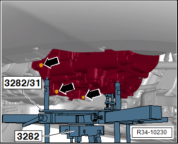 Gol 2013, Voyage 2013 3 Instalar o Suporte -3282- com a Placa de ajuste -3282/31- para instalação da transmissão.