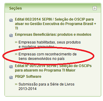 Consulta Reconhecimento de Bem Desenvolvido no País A relação das Empresas com