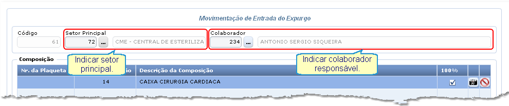 ainda tenha sido informado incorretamente ou se não for informado nenhum setor, o sistema apresentará mensagem de impedimento; Configurações de Funcionamento Caso a configuração na tela