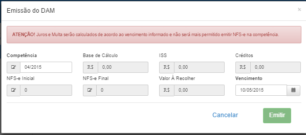 Emitindo DAM Está opção só estará disponível para quem não for optante do Simples Nacional.