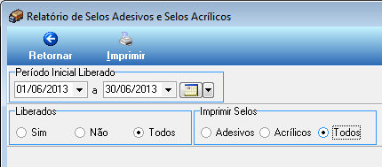 Data Recebimento registra a data de recebimento dos selos do INMETRO. Está indicada num documento de acompanhamento dos selos.