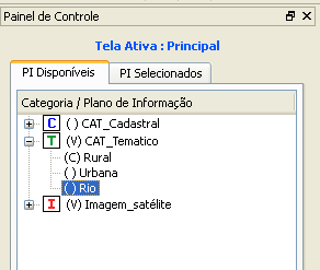 6. Na caixa Plano de Informação, selecionar clicando sobre CAT_Tematico, em Nome digite Rio e clicar em Criar. Fechar a caixa Plano de Informação (Fig.6). Fig.