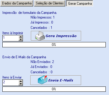 9 Vida - Controle Financeiro Pessoal Gerar Campanha Nesta opção você pode gerar a impressão do formulario para todos os clientes da campanha, ou informar uma quantidade de itens (Campo