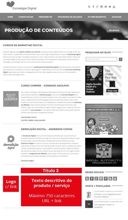 NOME: CURSO TÍTULO 1 página Cursos de Marketing Digital.
