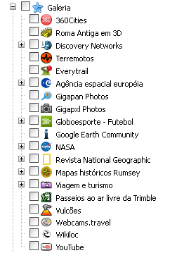 Trabalhando com Camadas Outro item muito útil é o Google Earth Community, dentro da opção Galeria. Ele exibe informações de determinados locais inseridas por usuários do Google Earth.