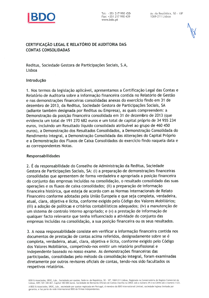 PARTE IV RELATÓRIOS DE FISCALIZAÇÃO Certificação Legal e Relatório de