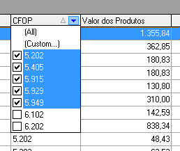 2.6 SELEÇÃO DE GRID Adicionado e melhorado a seleção nas grids do Sistema, a Figura 6 mostra as possíveis opções de seleção da coluna após utilizar o atalho. Figura 6 Opções para seleção.