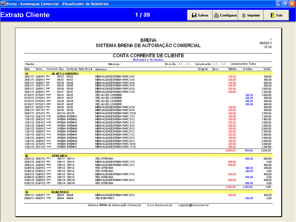 Sistema Brena de Automação Comercial 14 3.1.8. COBRANÇA BANCO Envio / recebimento de arquivos para/de cobrança.