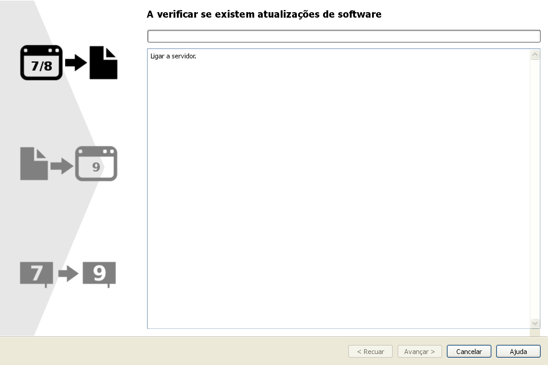 Capítulo 5 Página para procurar atualizações Antes de iniciar a exportação, a footscan 7/8 export tool irá verificar se existe uma versão de software mais recente disponível.