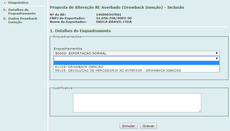 2. Como criar um Ato Concessório Integrado Isenção 2.3.