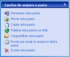 Criação de pastas Para criar uma nova pasta 1. Abra a pasta Meus documentos. 2. Em Tarefas de arquivo e pasta, clique em Criar uma nova pasta. Fig.