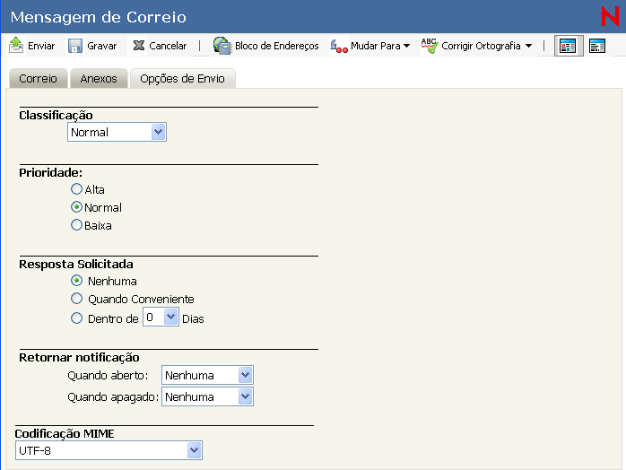 Recebendo notificação sobre itens enviados Se o sistema de recebimento de e-mails for capaz de retornar notificações, você poderá receber uma notificação quando o destinatário abrir ou apagar uma