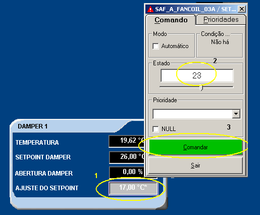 3.4.4 Ajuste de temperatura do Damper O comando é usado para ajustar de temperatura.