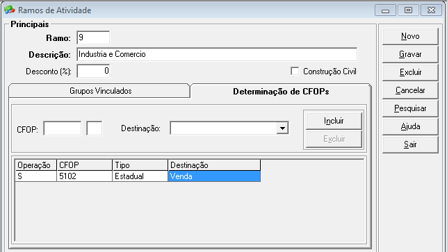 Importante: Para incluir as Regras por Estado é necessário selecionar um dos campos da tabela e percorrer os campos com a tecla ENTER para navegar entre as colunas.