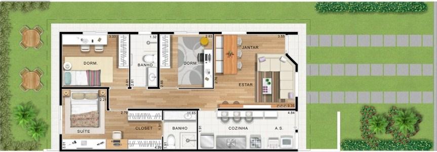 CASA 3 DORM 72 m²