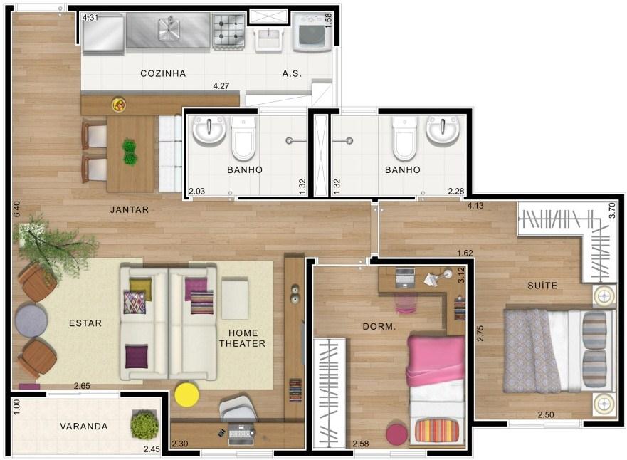 APARTAMENTO 3 DORM 65 m² OPÇÃO