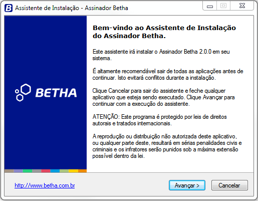 3. Instalação do Assinador Betha no Sistema Operacional Windows Após o término do download, basta localizar o arquivo de instalação AssinadorSetup.