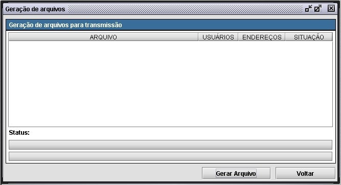 Arquivos Figura 13. Geração de arquivos 2. Clique em Gerar Arquivo. Surge a mensagem: 3. Clique em OK.