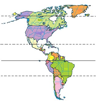 18) Quais estados brasileiros são cortados pelo Equador e o Trópico de Capricórnio? Atividades com mapas da América e América do Sul FIGURA 8 MAPA DA AMÉRICA Fonte: http://www.