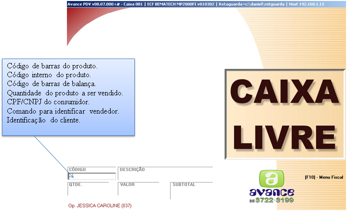 9 Capítulo 8 - Realizando uma Venda Comum 9.1 Capítulo 8 - Realizando Venda Comun no PDV Neste tópico será realizado um passo a passo de realizar venda no PDV. Realizando Venda Comum no PDV 9.1.1 Realizando Venda Comum no PDV Para iniciar uma venda é necessário que o PDV esteja indicando Caixa Livre e com o foco no campo Código.