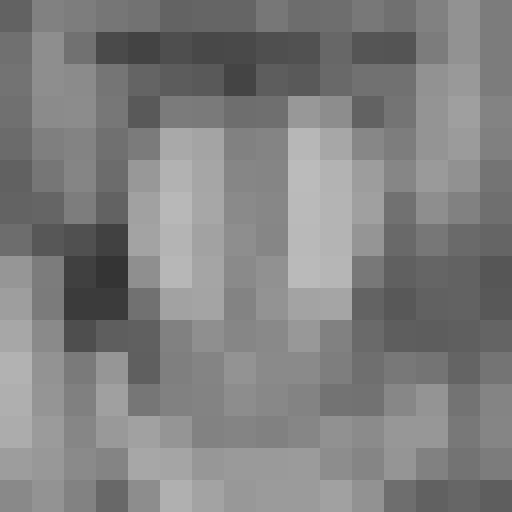 Resolução espacial Todas as imagens são apresentadas com as mesmas dimensões, ampliando-se o tamanho do pixel de forma a tornar mais evidente a perda de detalhes nas