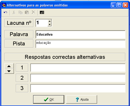 Local onde o Título do Exercício deve ser digitado Texto do Exercício Para elaborar o exercício no JCloze, siga os seguintes passos: 1.1 Digite o título do exercício no local indicado; 1.