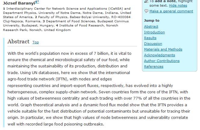 0037810 Análise da rede de comércio internacional de alimentos mostra grande vulnerabilidade devido à rápida disseminação de