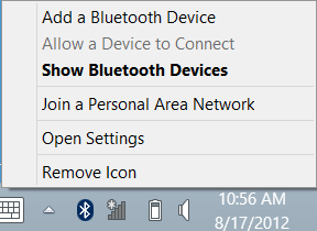 40 - Usar a ligação Bluetooth Na área de notificação, clique no ícone do Bluetooth e