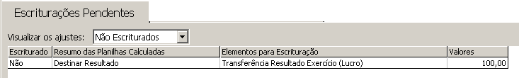 Após os dados serão transferidos automaticamente para a tela da Escrituração, para executar o registro no DIÁRIO e então execute o lançamento proposto.