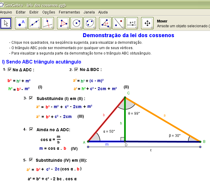 192 ANEXO III Demonstração da lei dos cossenos, triângulo acutângulo. Fonte: http://www.es.